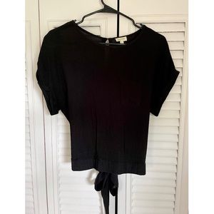 Lily White Black Tie Back Blouse